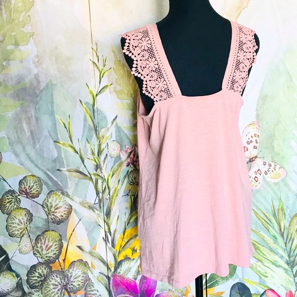 🎀Papaya Cotton Laced Size 14 (Large) Beige Cream Color Tank Top - Picture 6 of 10